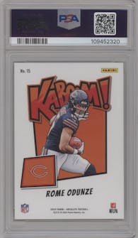 Rome Odunze from the 2024 Panini Absolute set graded by PSA and given an overall grade of 10.