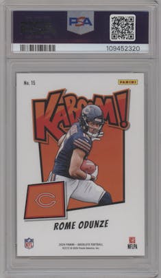 Rome Odunze from the 2024 Panini Absolute set graded by PSA and given an overall grade of 10.