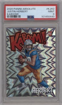Justin Herbert from the 2020 Panini Absolute set graded by PSA and given an overall grade of 9.