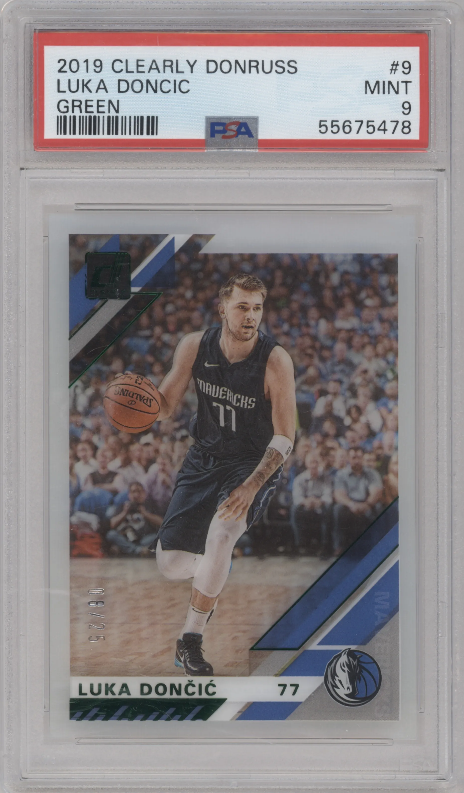2019 Panini Clearly Donruss Luka Doncic Green #9 PSA 9