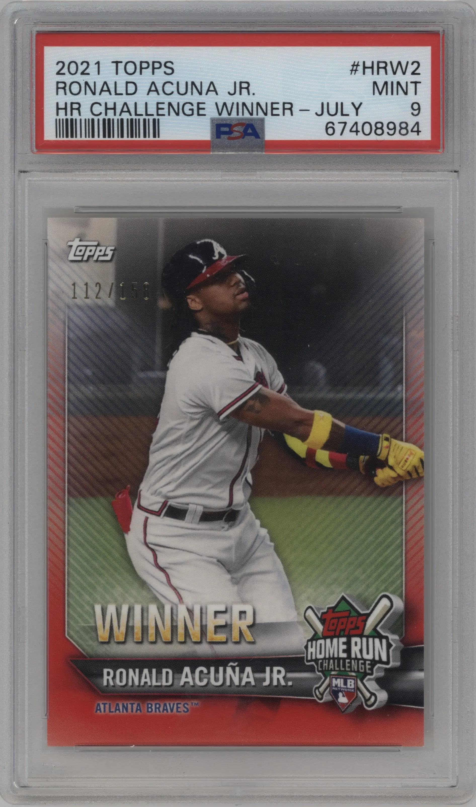 2021 Topps HR Challenge Winners July Ronald Acuna Jr. #HRW-2 PSA 9