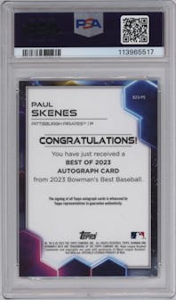 Paul Skenes from the 2023 Bowman's Best set graded by PSA and given an overall grade of 9.