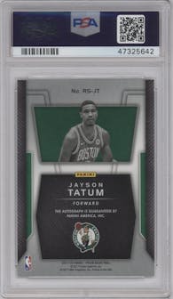 Jayson Tatum from the 2017-18 Panini Prizm  set graded by PSA and given an overall grade of 10.