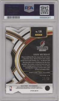 Kris Murray from the 2023-24 Panini Select  set featuring a Die-Cut Tie-Dye parallel graded by PSA and given an overall grade of 10.