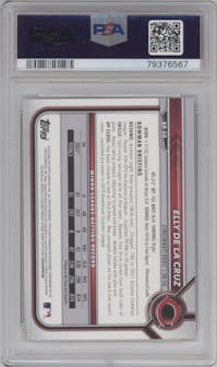 Elly De La Cruz from the 2022 Bowman set graded by PSA and given an overall grade of 10.