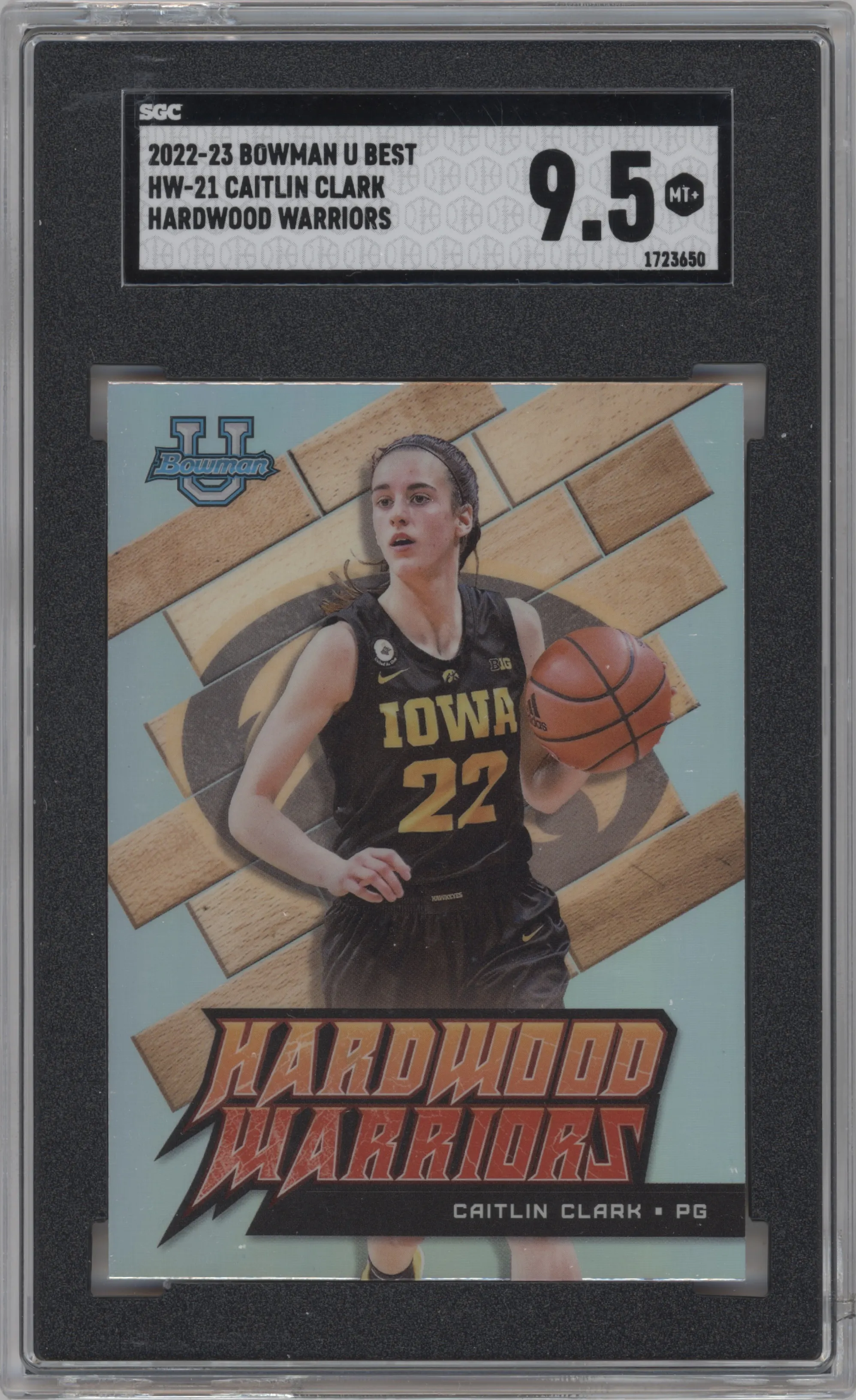 2022 Bowman University Best Hardwood Warriors Caitlin Clark SGC 9.5