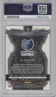 Ja Morant from the 2019-20 Panini Select set featuring a Light Blue Prizm parallel graded by PSA and given an overall grade of 10.