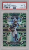 Jaxon Smith-Njigba from the 2023 Panini Select set featuring a Dragon Scale parallel graded by PSA and given an overall grade of 10.