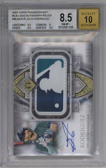 Julio Rodriguez from the 2023 Topps Transcendent Collection set graded by Beckett and given an overall grade of 8.5.