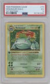 Venusaur from the 1999 Pokemon set graded by PSA and given an overall grade of 5.