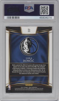 Luka Doncic from the 2018-19 Panini Select  set graded by PSA and given an overall grade of 10.