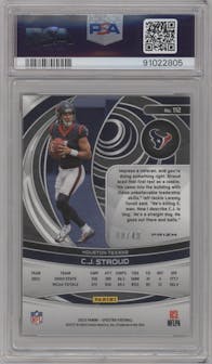 C.J. Stroud from the 2023 Panini Spectra set featuring a Astral parallel graded by PSA and given an overall grade of 9.