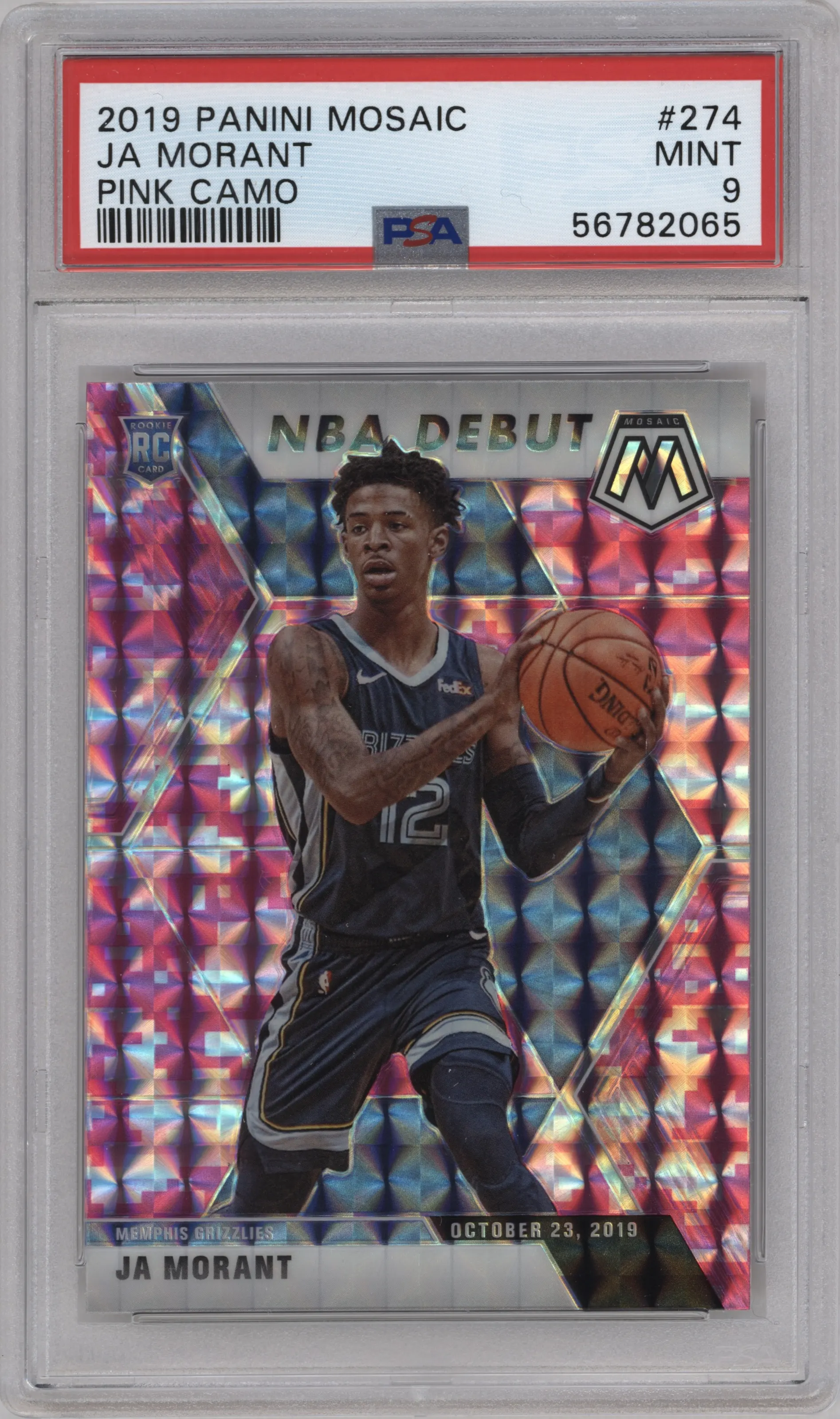 2019 Panini Mosaic Ja Morant Pink Camo #274 PSA 9