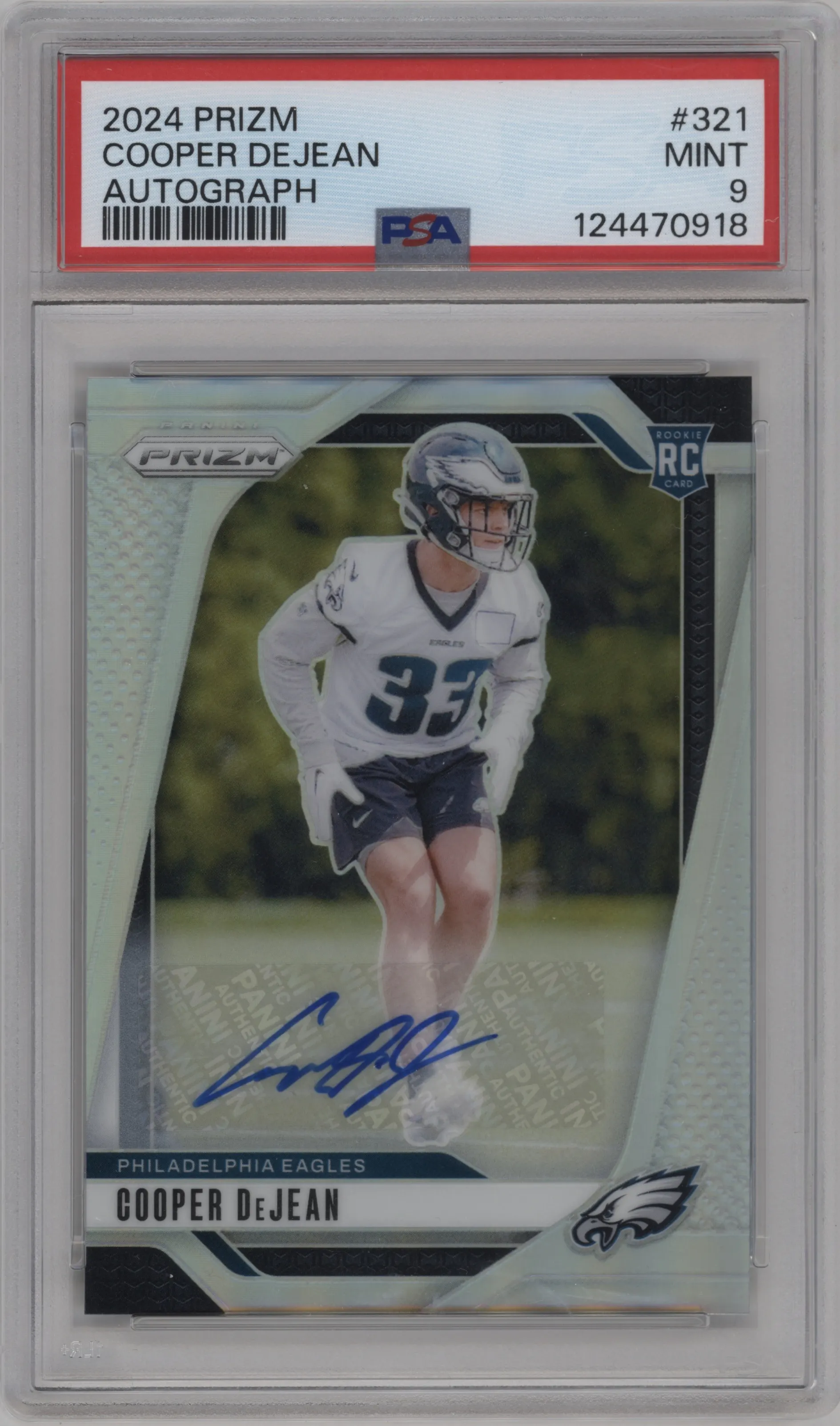 2024 Panini Prizm Rke.Auto Cooper DeJean #321 PSA 9
