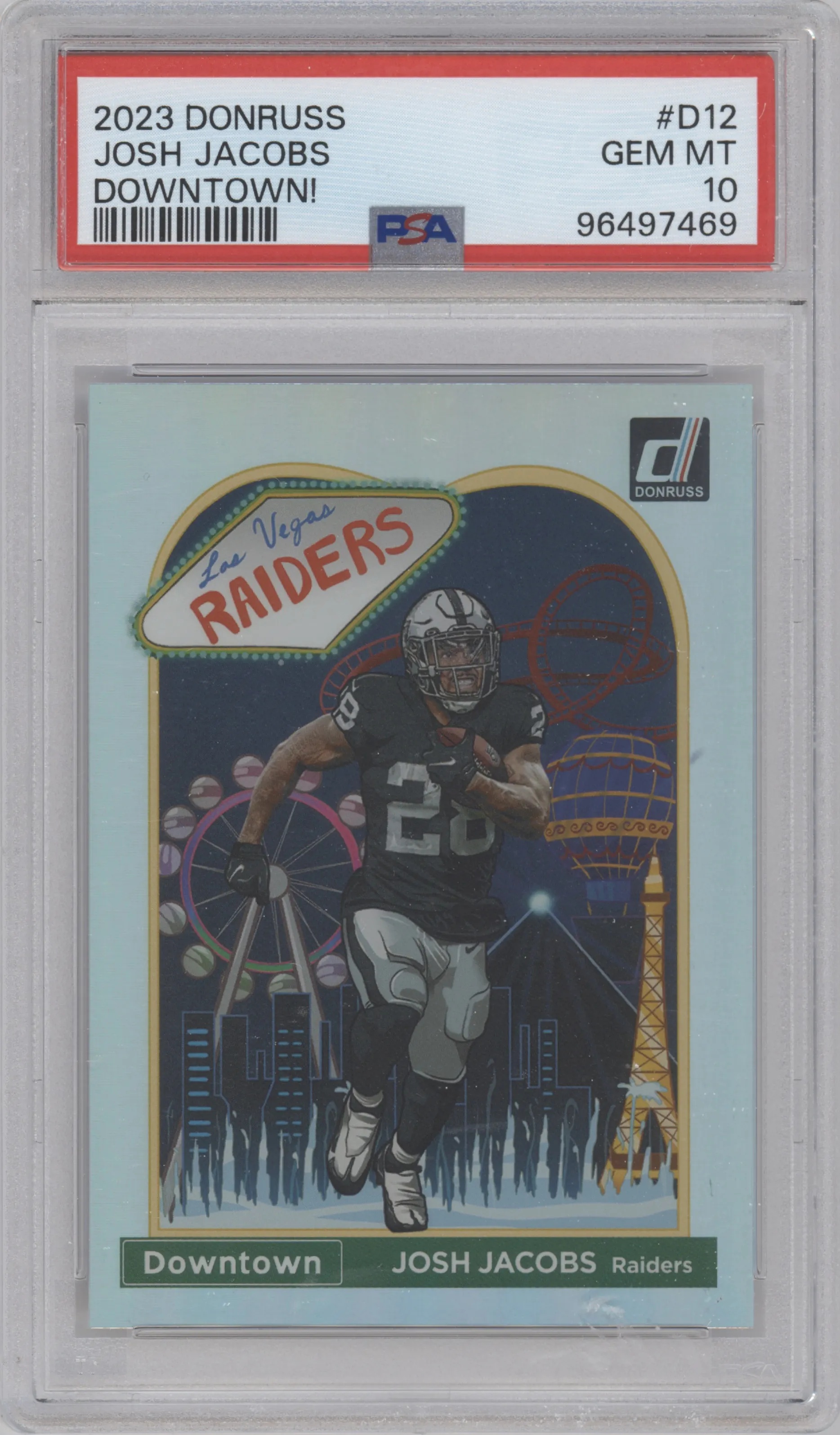 2023 Panini Donruss Downtown Josh Jacobs PSA 10