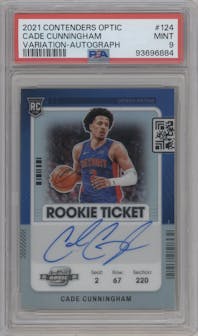 Cade Cunningham from the 2021-22 Panini Contenders Optic set graded by PSA and given an overall grade of 9.