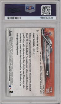 Shohei Ohtani from the 2018 Topps Update set graded by PSA and given an overall grade of 10.