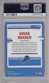 Brian Branch from the 2023 Donruss Optic set featuring a Holo parallel graded by PSA and given an overall grade of 10.
