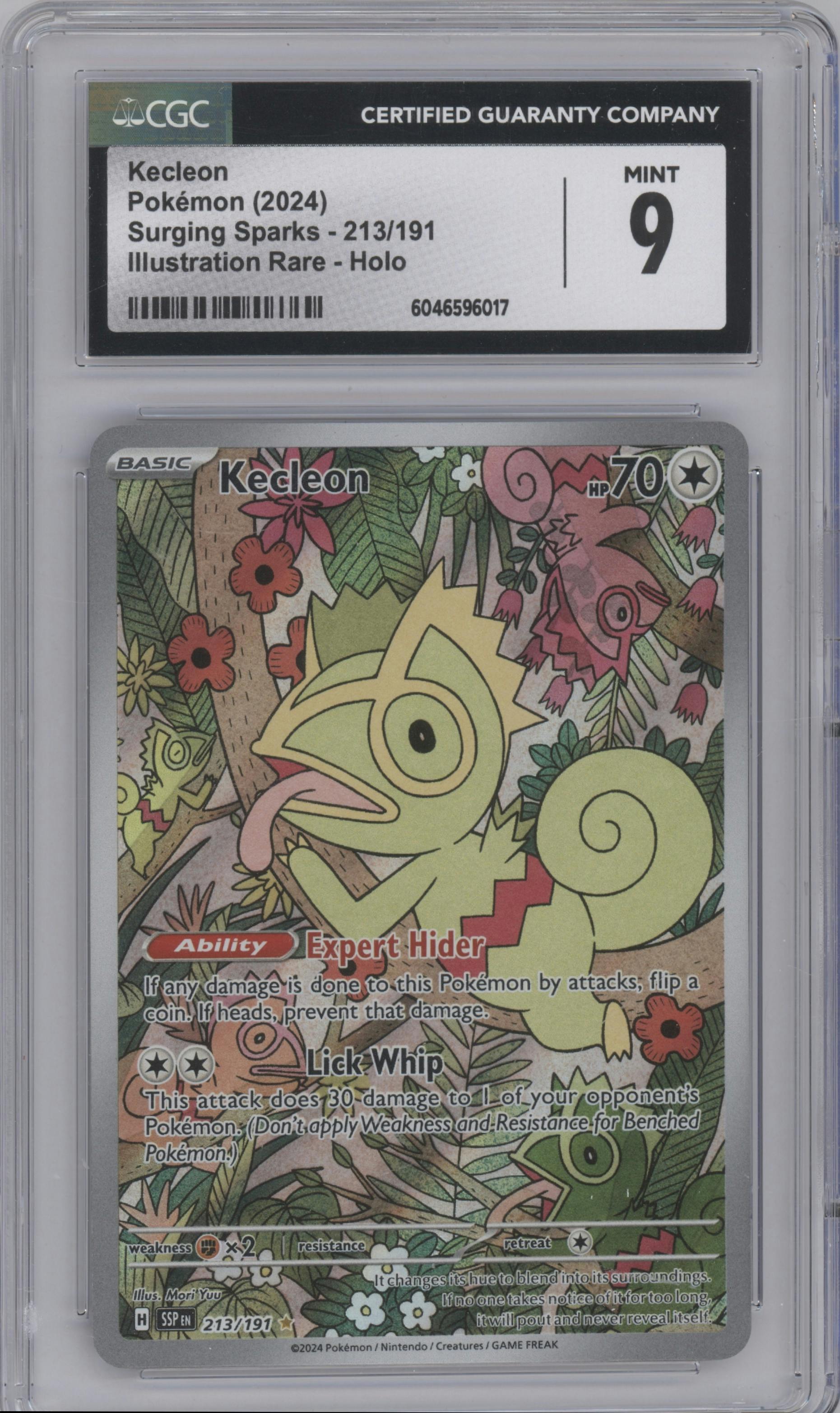 Kecleon from the 2024 Pokemon SV set graded by CSG and given an overall grade of 9.