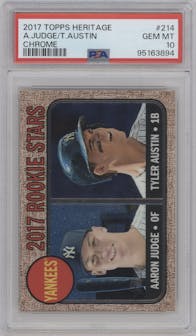 Tyler Austin/Aaron Judge from the 2017 Topps Heritage set graded by PSA and given an overall grade of 10.