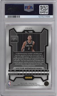 Victor Wembanyama from the 2023-24 Panini Prizm set featuring a Pink Ice parallel graded by PSA and given an overall grade of 10.