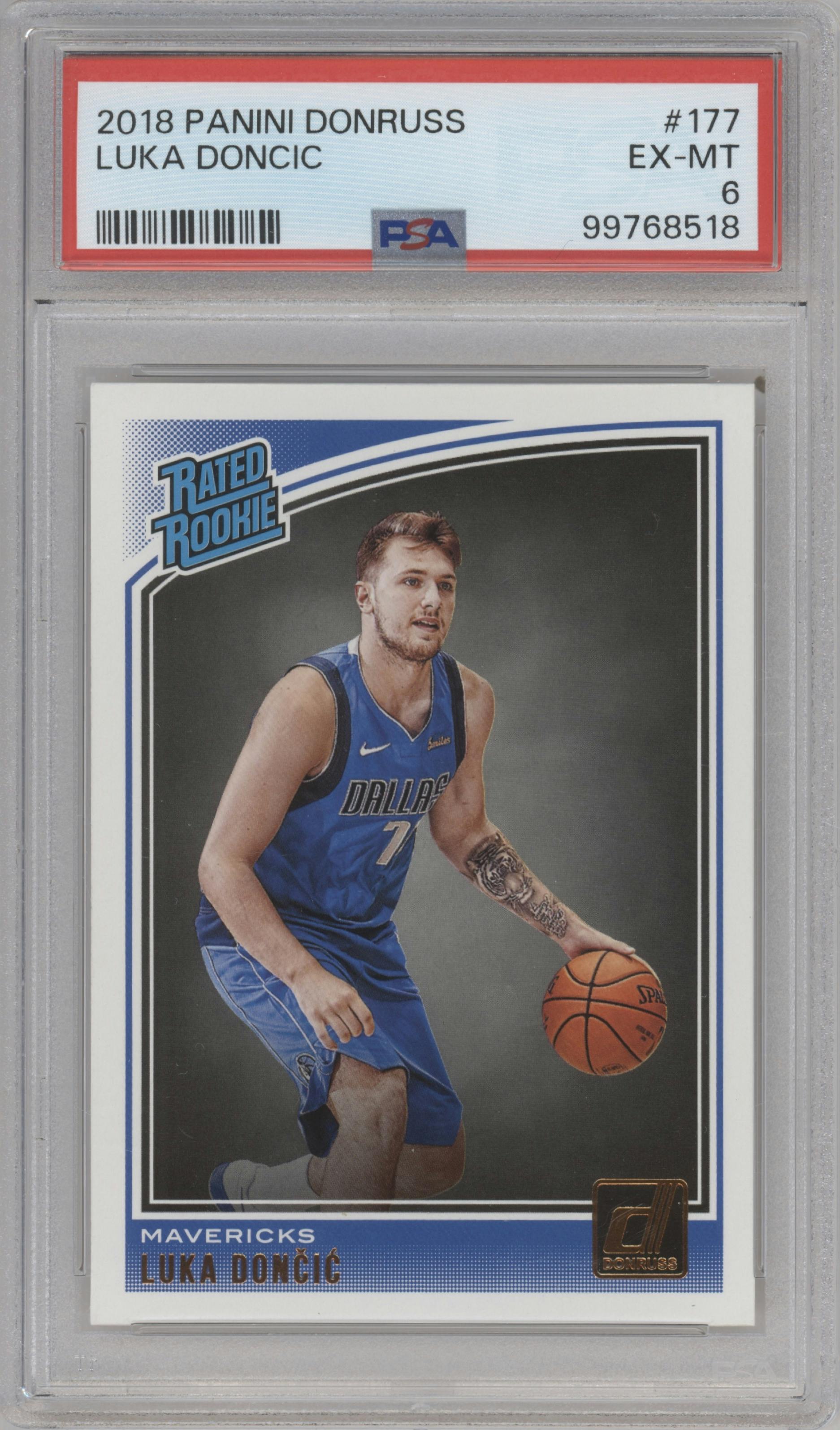 Luka Doncic from the 2018-19 Panini Donruss  set graded by PSA and given an overall grade of 6.
