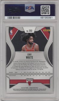 Coby White from the 2019-20 Panini Prizm set graded by PSA and given an overall grade of 9.