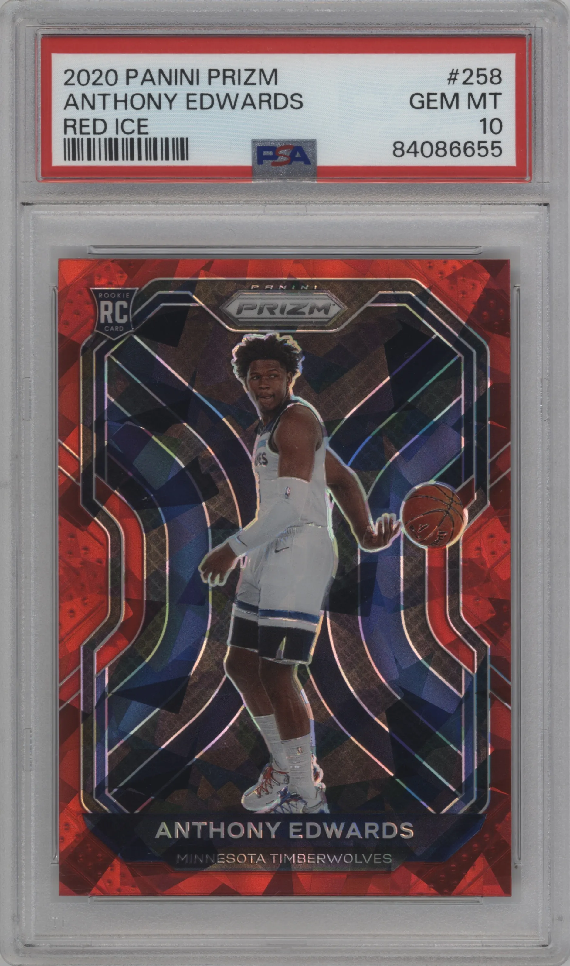 2020 Panini Prizm Anthony Edwards Red Ice PSA 10