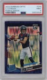 C.J. Stroud from the 2023 Donruss Optic set featuring a  Purple Shock parallel graded by PSA and given an overall grade of 9.