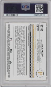 Paul Skenes from the 2024 Topps Update set featuring a Yellow  parallel graded by PSA and given an overall grade of 10.