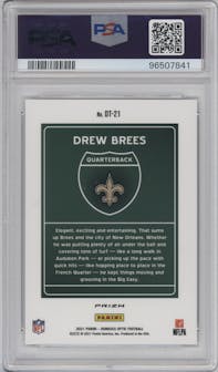Drew Brees from the 2021 Panini Donruss Optic set graded by PSA and given an overall grade of 10.