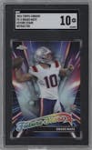 Drake Maye from the 2024 Topps Chrome set featuring a Refractor parallel graded by SGC and given an overall grade of 10.