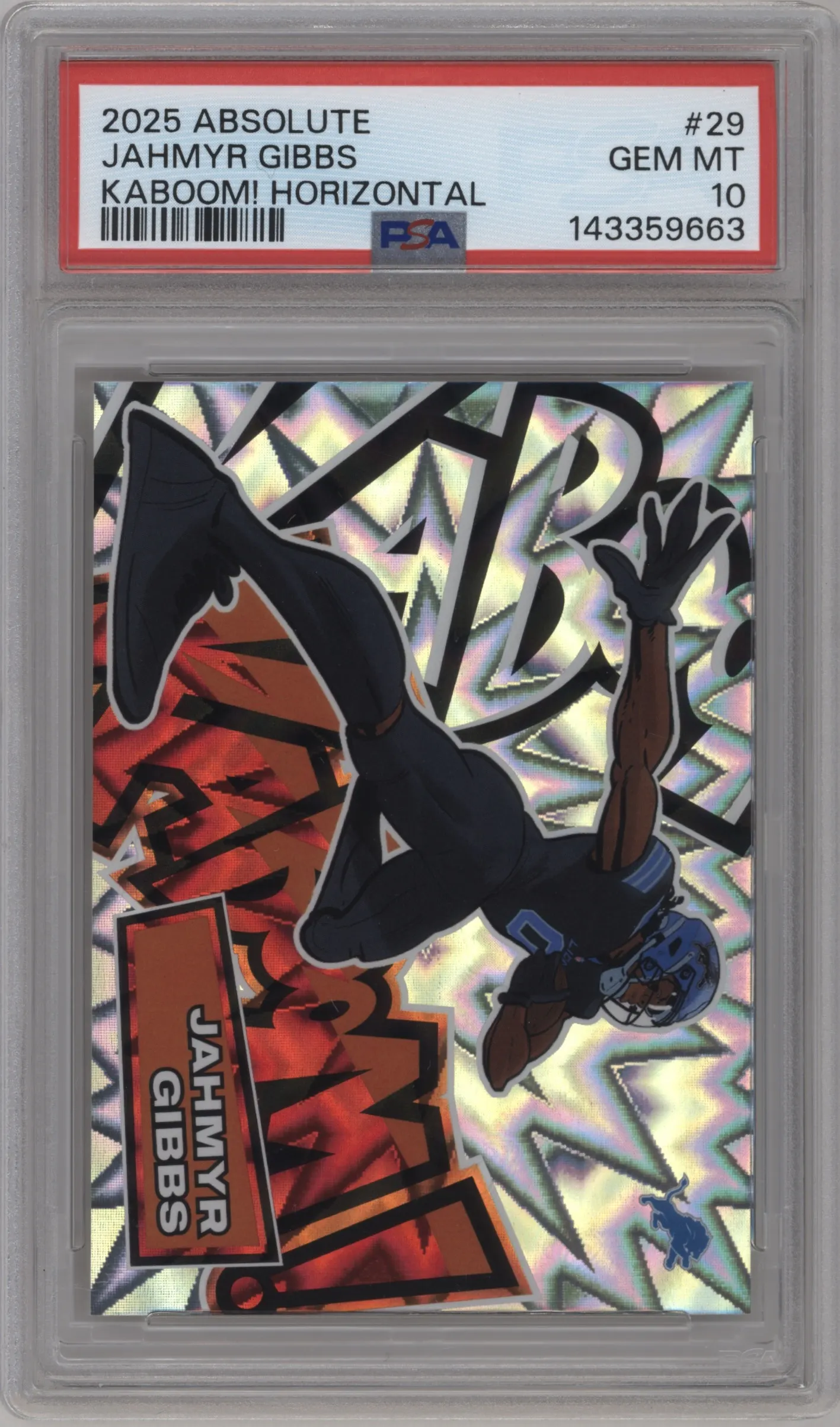 2025 Panini Absolute Kaboom Horizontal Jahmyr Gibbs #29 PSA 10