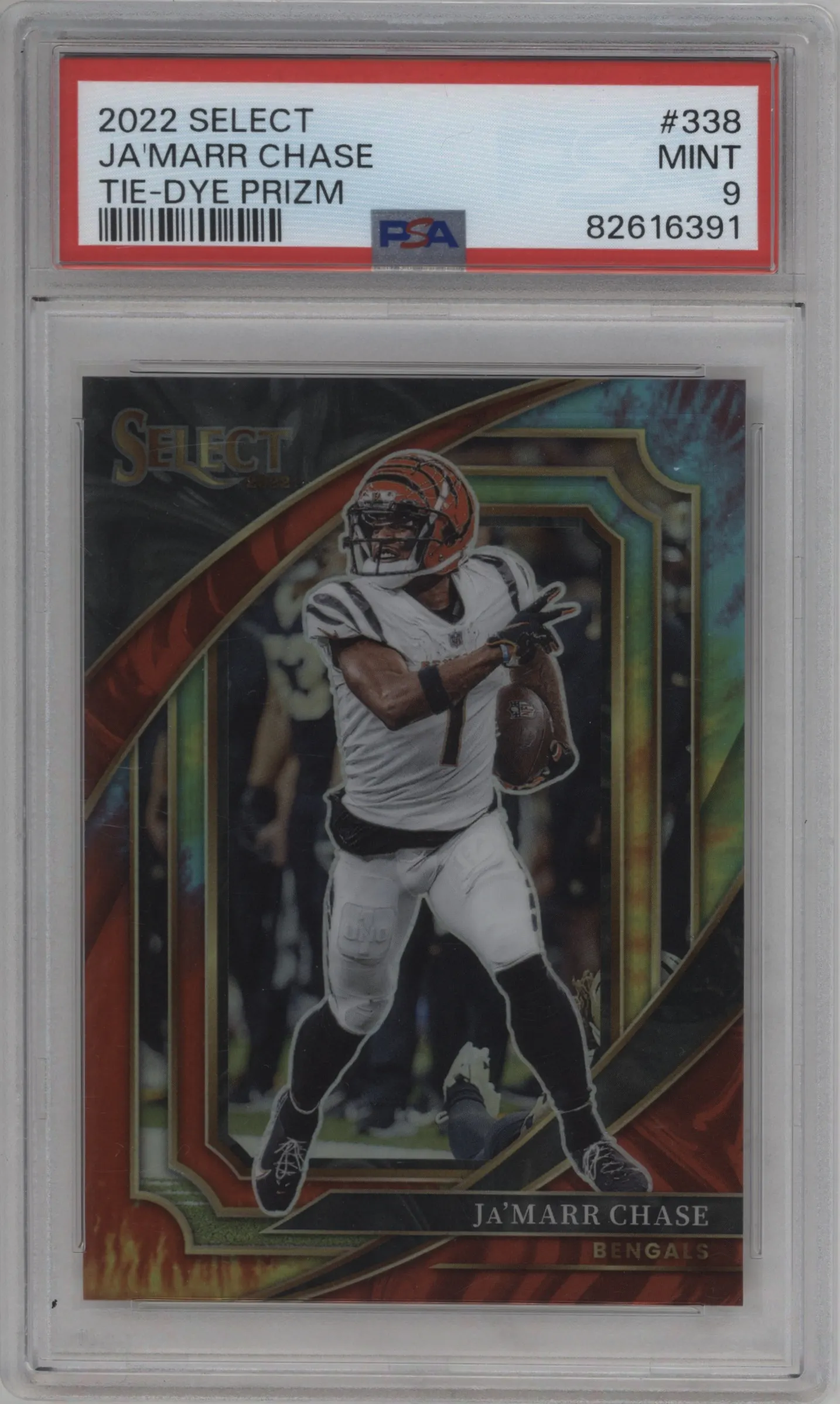2022 Panini Select Suite Lvl. Ja'Marr Chase Tie-Dye #338 PSA 9
