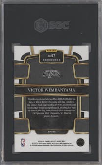Victor Wembanyama from the 2023-24 Panini Select  set featuring a Blue Retail parallel graded by SGC and given an overall grade of 10.