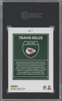 Travis Kelce from the 2024 Donruss set graded by SGC and given an overall grade of 9.