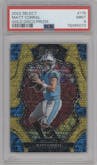 Matt Corral from the 2022 Panini Select set featuring a Gold Disco parallel graded by PSA and given an overall grade of 9.