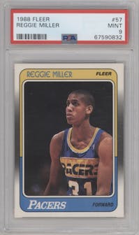 Reggie Miller from the 1988-89 Fleer set graded by PSA and given an overall grade of 9.