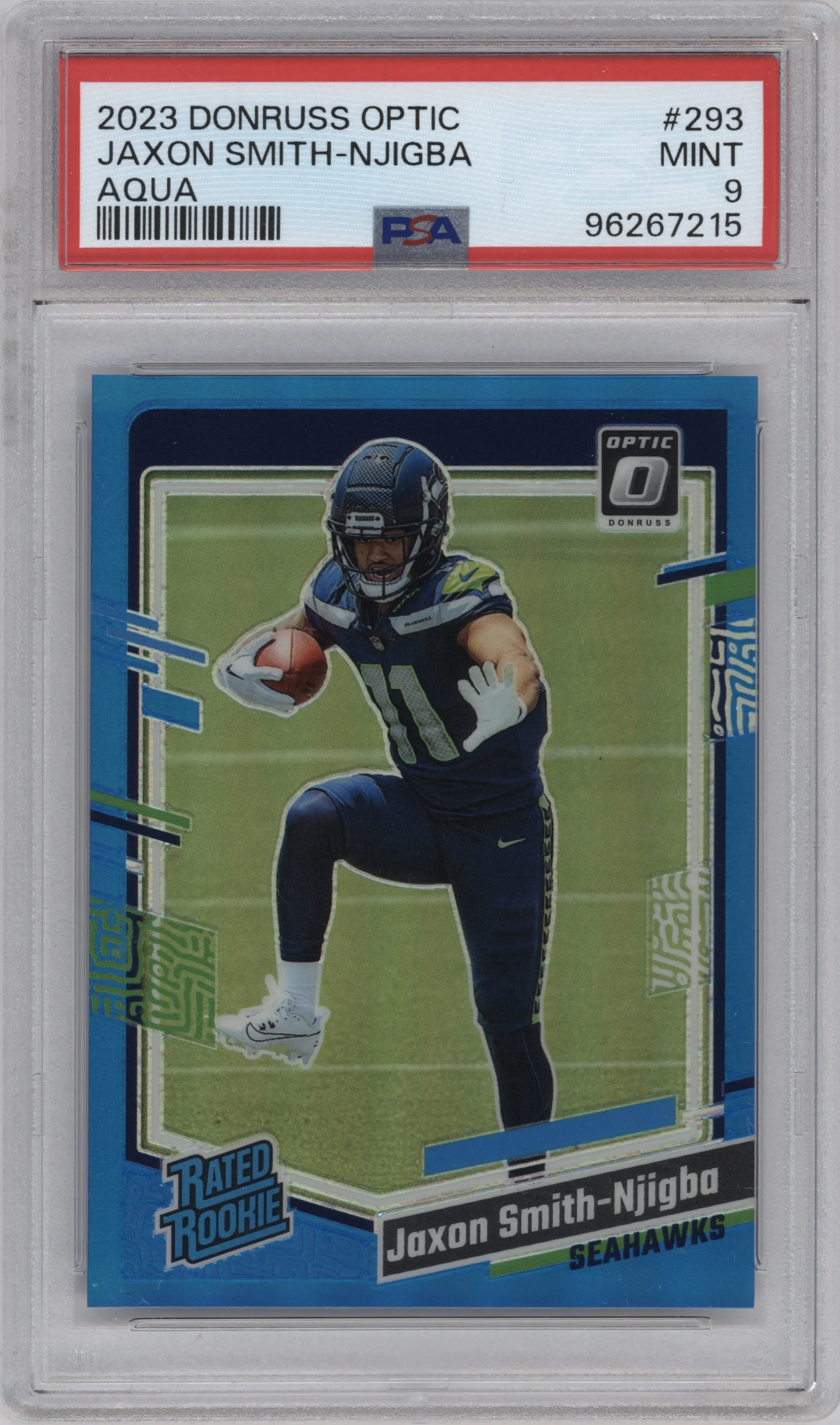 2023 Donruss Optic Rated Rookie Jaxon Smith-Njigba Aqua #293 PSA 9