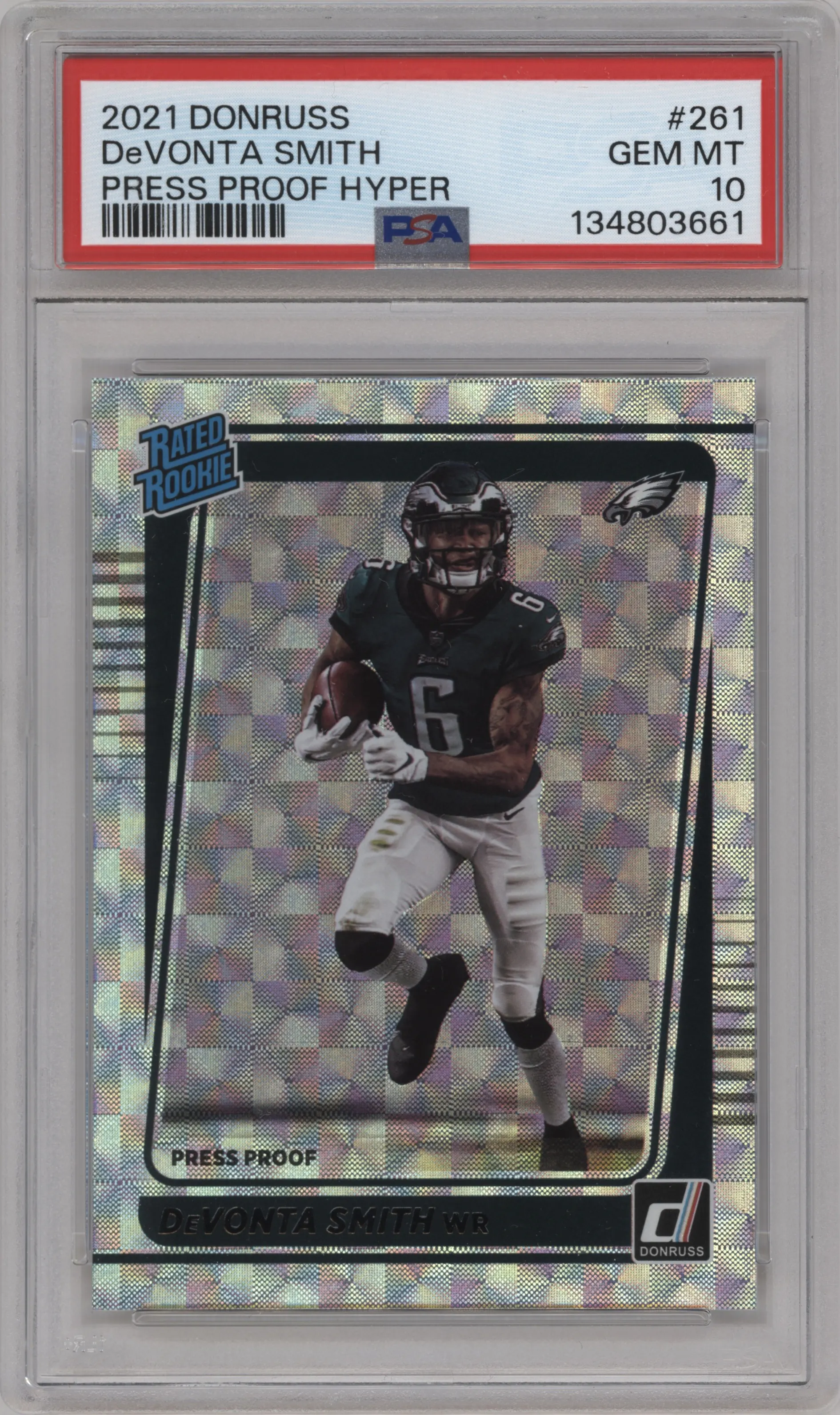 2021 Panini Donruss Rated Rookie DeVonta Smith Press Proof Hyper #261 PSA 10