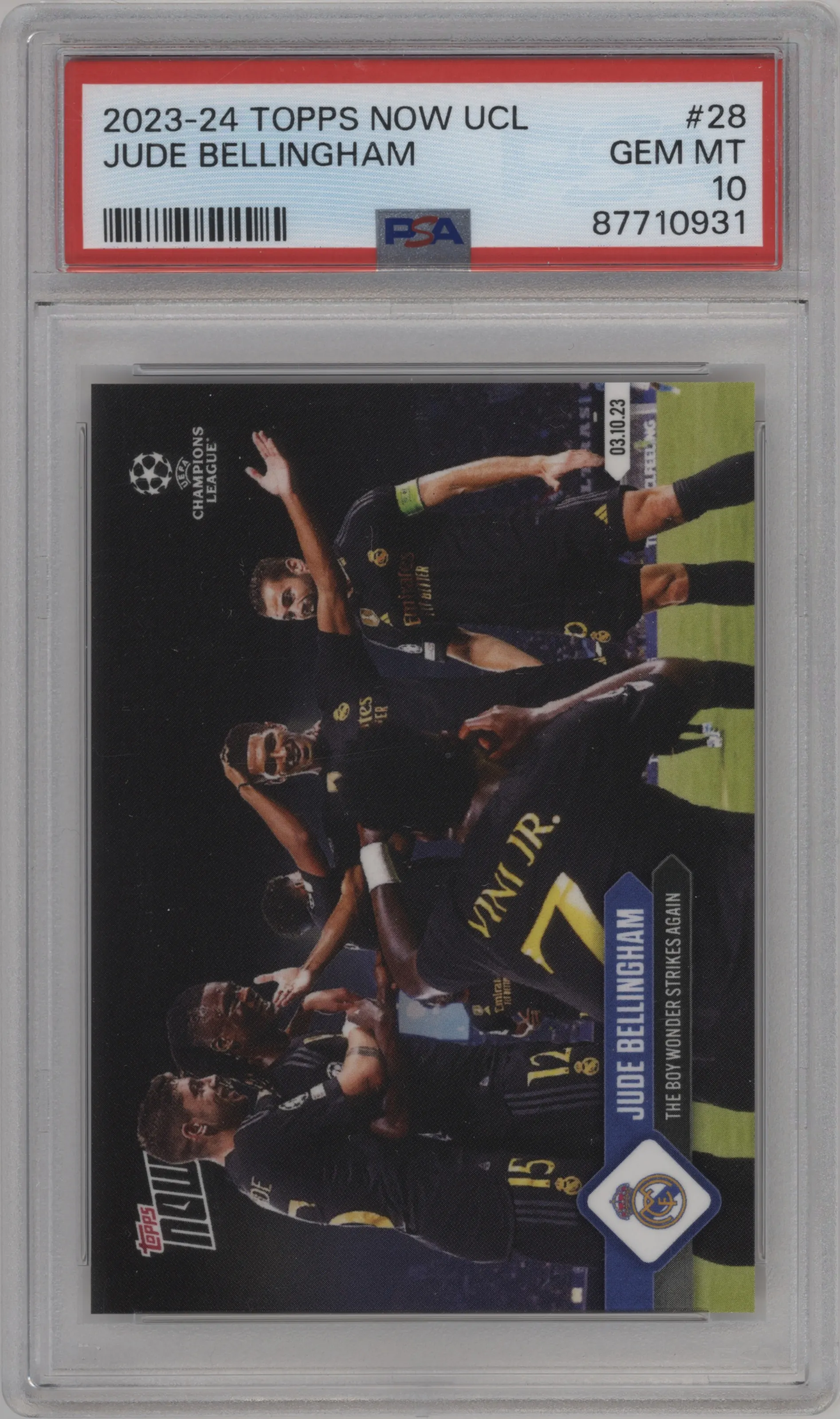 2023 Topps Now UEFA Champions League Jude Bellingham #028 PSA 10