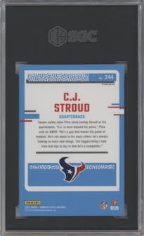 C.J. Stroud from the 2023 Donruss Optic set featuring a Holo parallel graded by SGC and given an overall grade of 9.5.