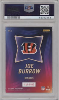 Joe Burrow from the 2020 Panini Instant NFL Draft Night set graded by PSA and given an overall grade of 9.