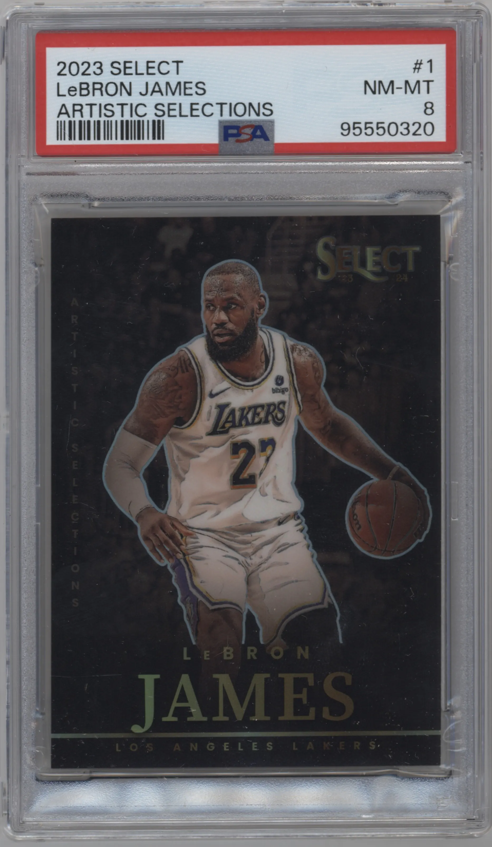 2023 Panini Select Artistic Selections LeBron James #1 PSA 8