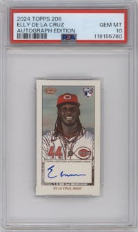 Elly De La Cruz from the 2024 Topps 206 set graded by PSA and given an overall grade of 10.
