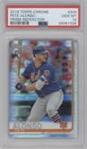 Pete Alonso from the 2019 Topps Chrome set featuring a Prism Refractor  parallel graded by PSA and given an overall grade of 10.