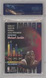 Michael Jordan from the 1995-96 Topps Stadium Club set graded by PSA and given an overall grade of 8.