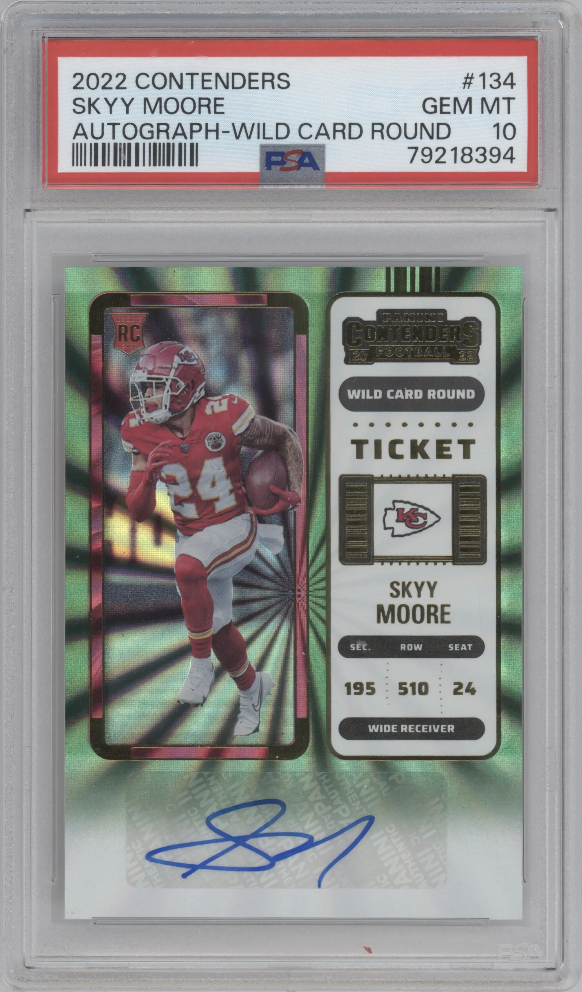 2022 Panini Contenders Rke.Tkt.Auto Skyy Moore Wild Card Round PSA 10