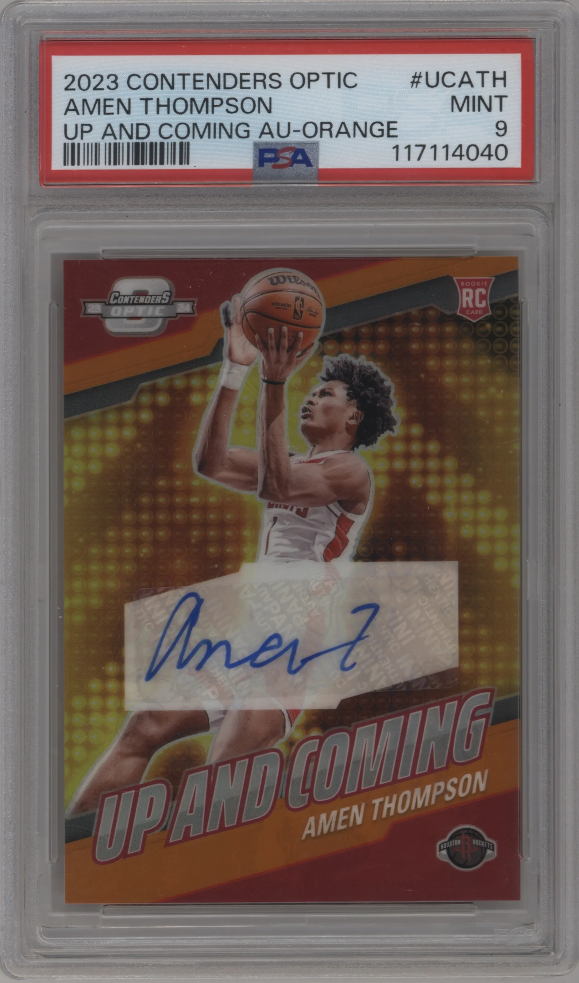 2023 Panini Contenders Optic Up and Coming Auto Amen Thompson Orange #UC-ATH PSA 9