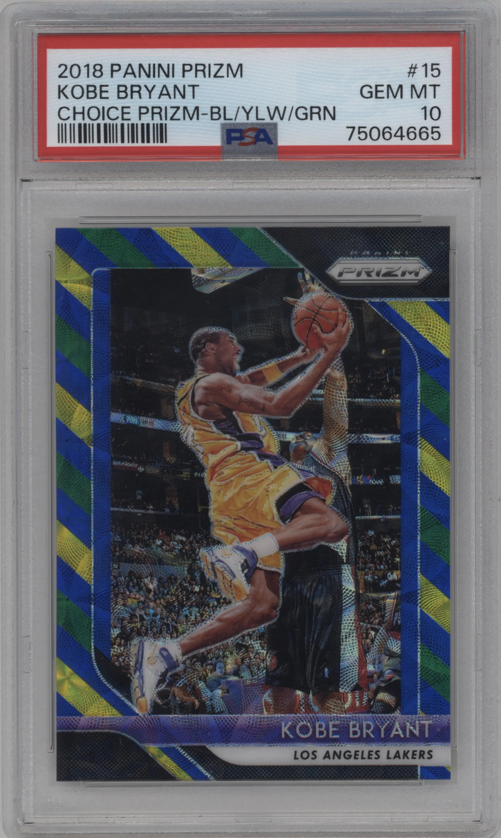 2018 Panini Prizm Kobe Bryant Choice Blue/Yellow/Green #15 PSA 10